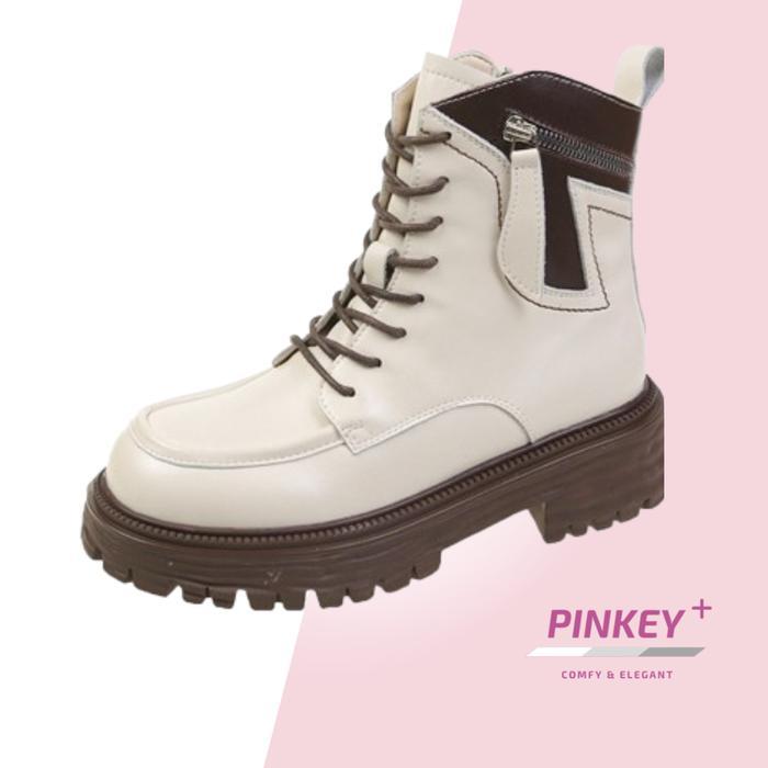PINKEY P222 Sepatu Sneakers Boots Martin Wanita Sneakers Shoes Hitam Putih