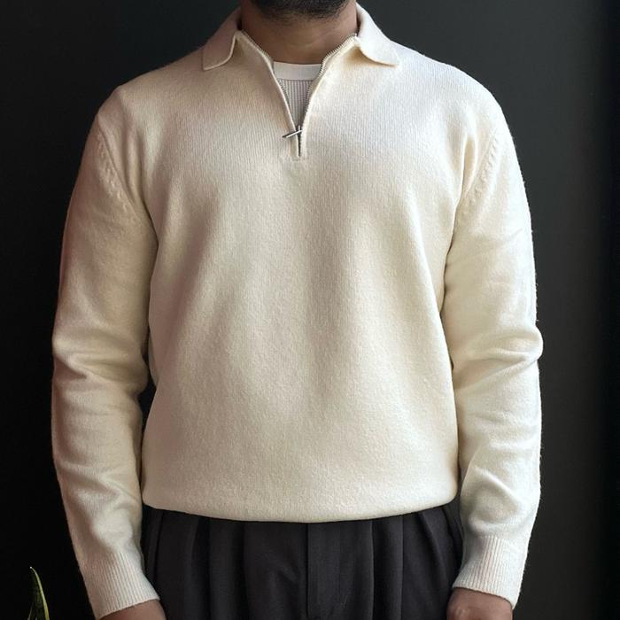 Premium Collection Collared Halzip Broken White by Lemard