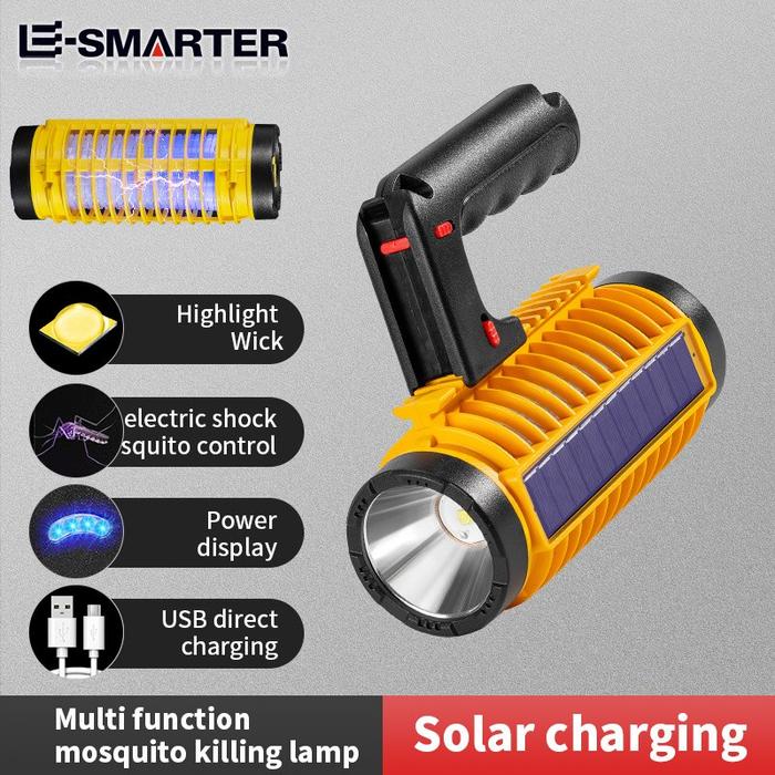Solar Rechargeable Mosquito Killing Flashlight Detachable Handle