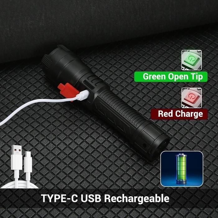Senter LED USB Flashlight 800mAh 2000 Lumens with Display - P50