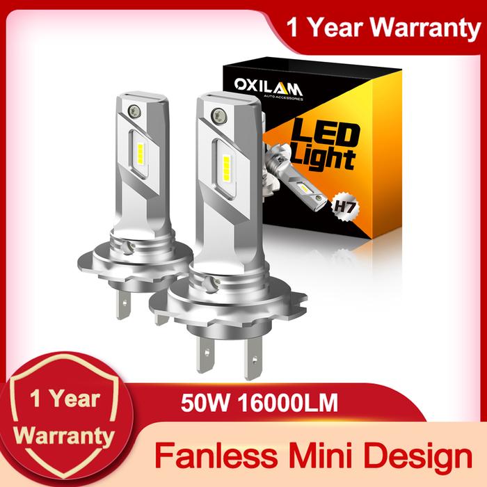 OXILAM 2x H7 LED Headlight Bulb Fanless CSP Chip Mini Design LED Head