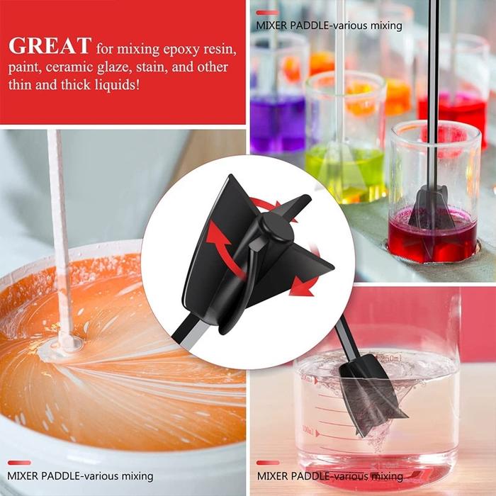 4pcs/Set Mixer Epoxy Mixer Pengaduk Cat Resin Pengaduk Cat Bahan Reusable Cat Mata Bor