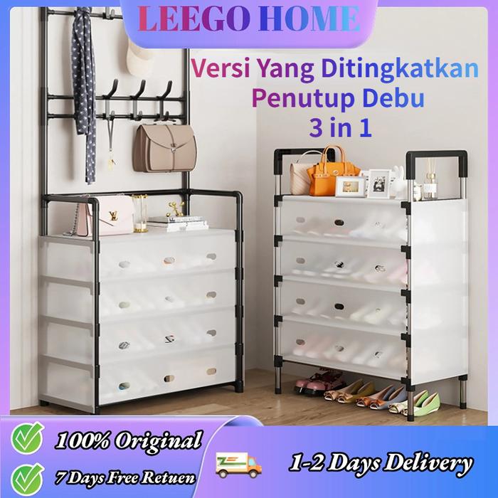 LeeGO Rak Sepatu + Rak Gantung Tas Topi / Rak Gantung Sepatu Penyimpanan / Rak Gantung Sepatu Tahan