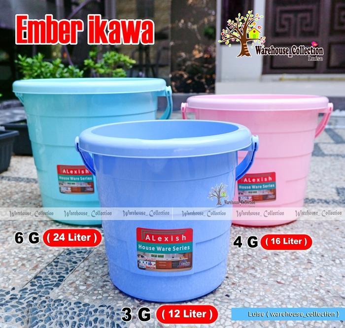 EMBER PLASTIK IKAWA TANPA TUTUP 3 /4 /6 Galon// EMBER PLASTIK GAGANG TEBAL// EMBER WARNA KUAT