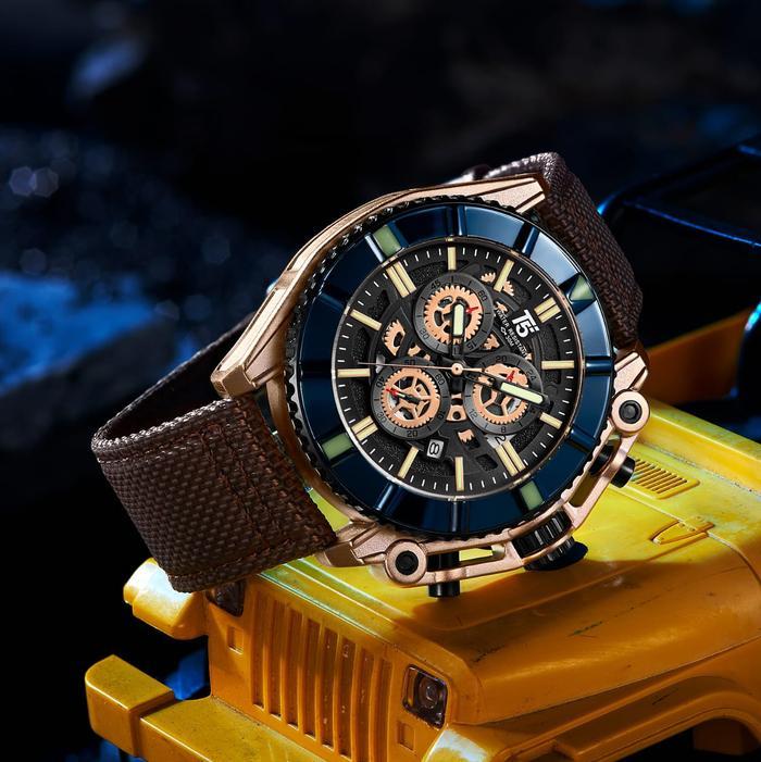 Jam Tangan Fashion Pria T5 H3797G Original Leather Strap