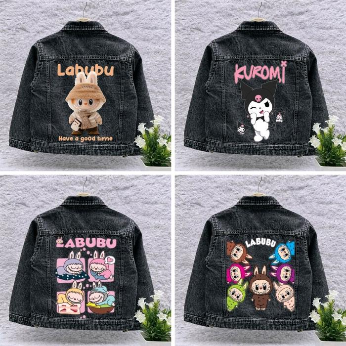 Jaket Anak Gambar Boneka Beruang Coklat dan Kelinci Viral Warna Biru Hitam dengan Desain bubu dan Ka