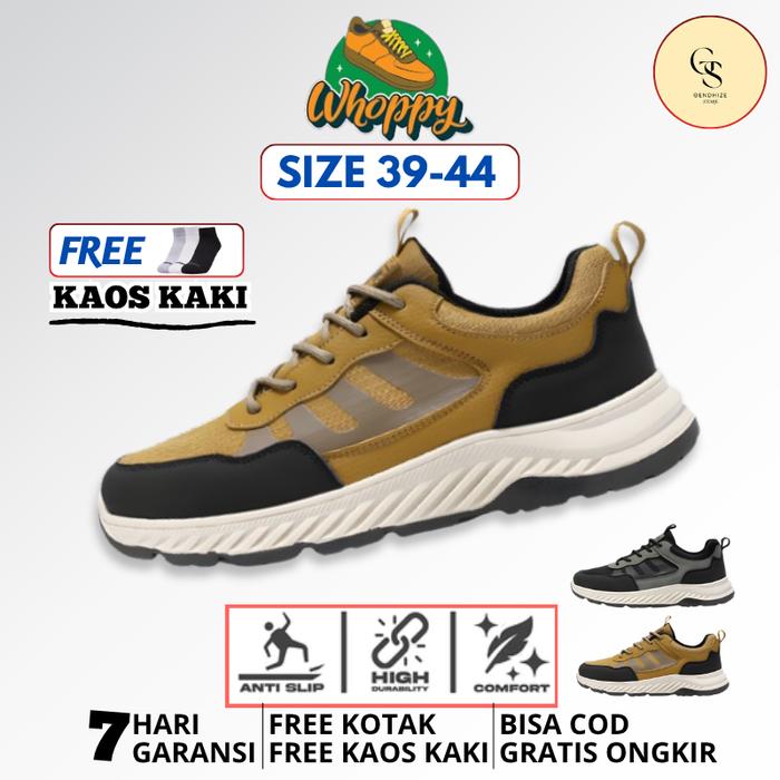 Gendhize Store - Sepatu Keren Pria Outfit Sekolah Hitam Cokelat Sneakers Cowok Casual Kerja Jalan No