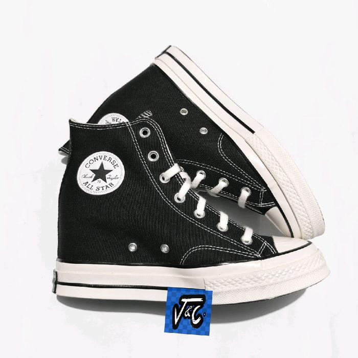 Converse Chuck 70 70s Wedge Platform Lifted Height Classic Canvas Hi Black