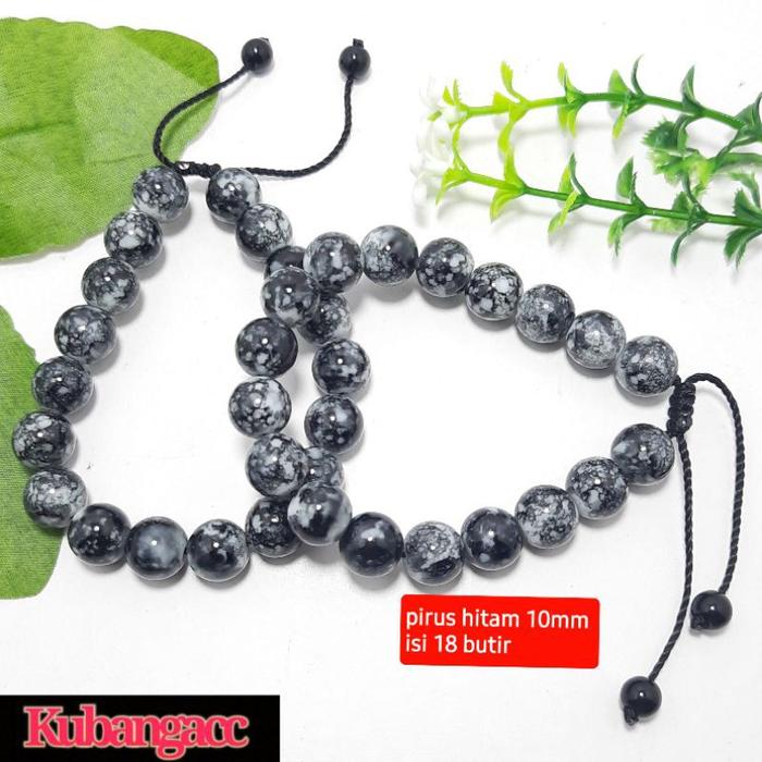 Gelang. Gelang Tasbih Batu Resin Virus Hitam 10 MM Gelang Batu pria wanita Gelang Batu Murah Resin