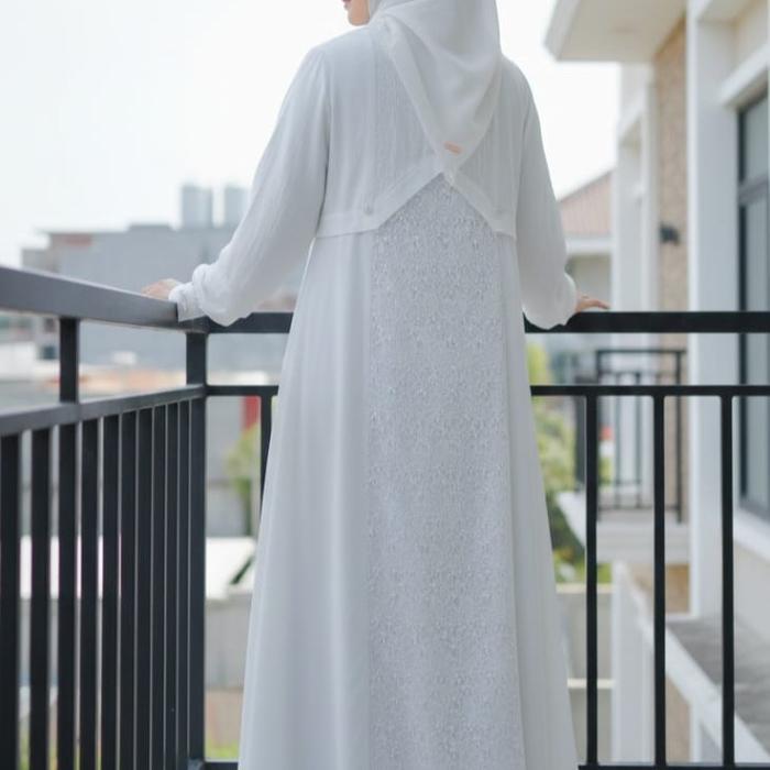 Dress putih by Nabe / Gamis Nabe / Gamis putih Nabe / Nabe Original Lebaran