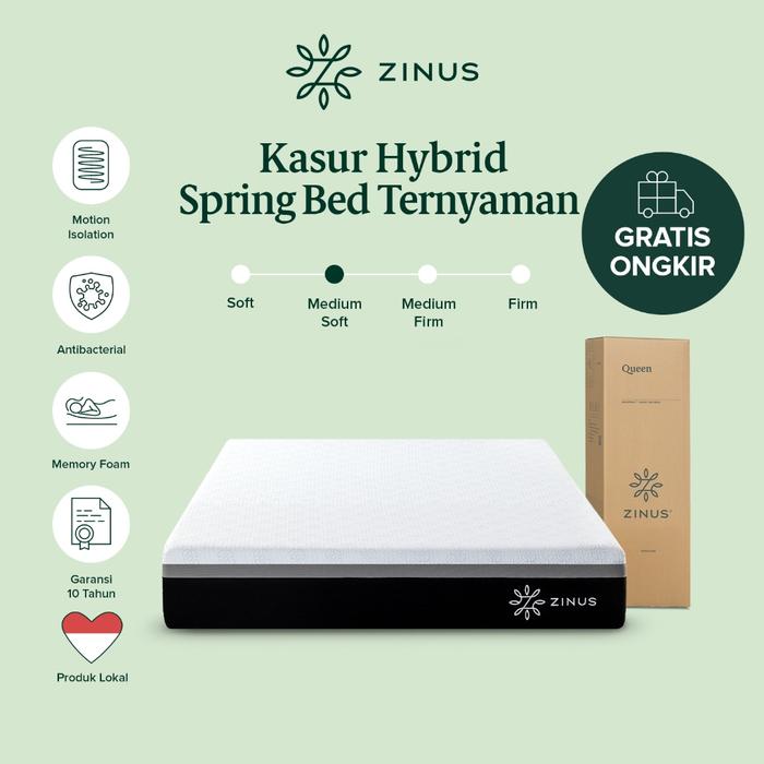Kasur Spring Bed Zinus Pocket Hybrid Mattress in a Box Gratis Ongkir