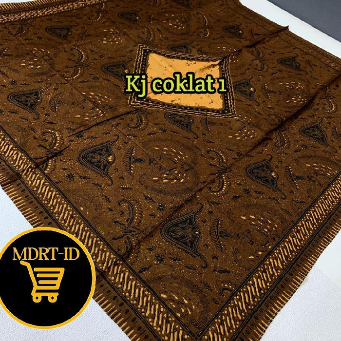 Udeng Iket Kepala Batik Lembaran KJ Coklat 2 Bahan Katun Tebal Halus Ukuran 100x100cm Praktis & Mura