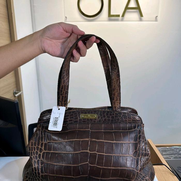Tas Preloved Aigner Croco Brown Large