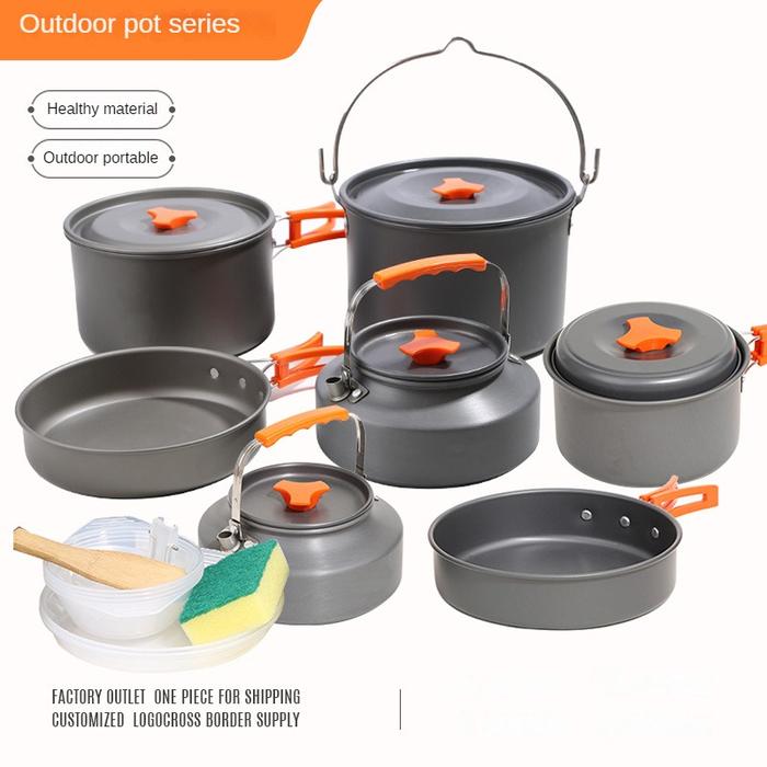 Camping Cutlery Titanium Cookware Set Touring Cauldron Outdoor Cooking Pan Frying Pan Picnic Kitchen