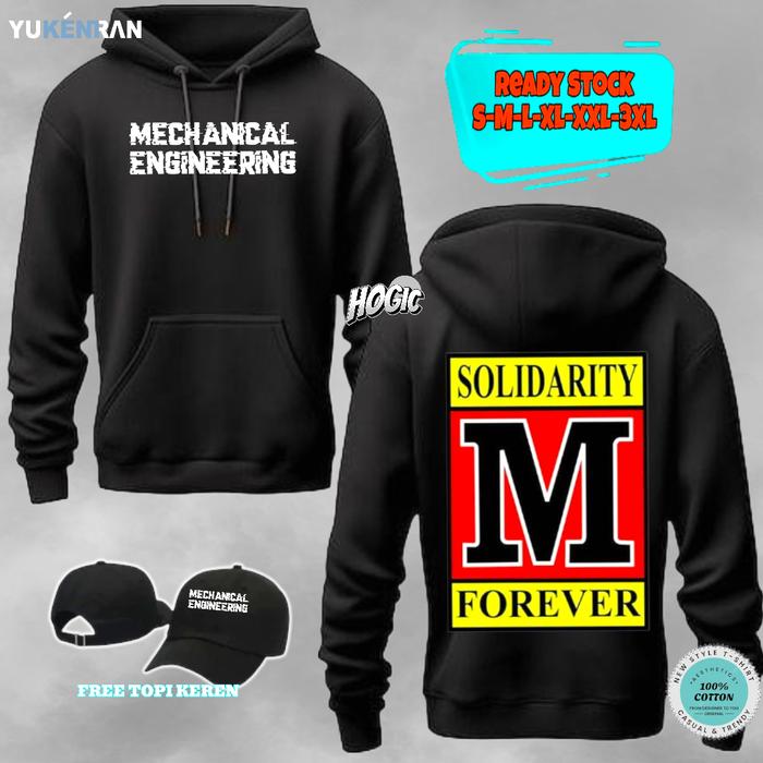 HOODIE JUMPER M SOLIDARITY MECHANICAL ENGINEERING DESIGN CASUAL SIMPLE BAHAN KATUN FLEECE KEREN Swea