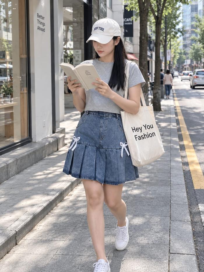 RC026 - Rok celana jeans remple pita - skort denim - skirt premium pinggang karet - rok wanita dewas