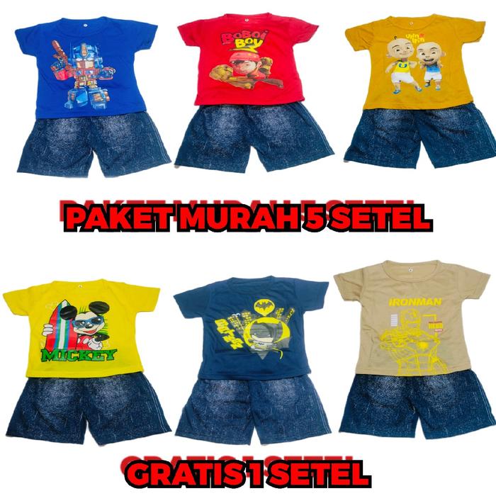 PAKET MURAH 5 SETEL ( GRATIS 1 SETEL) ANAK USIA 1-10 TAHUN/ SPANDEK (SMS)