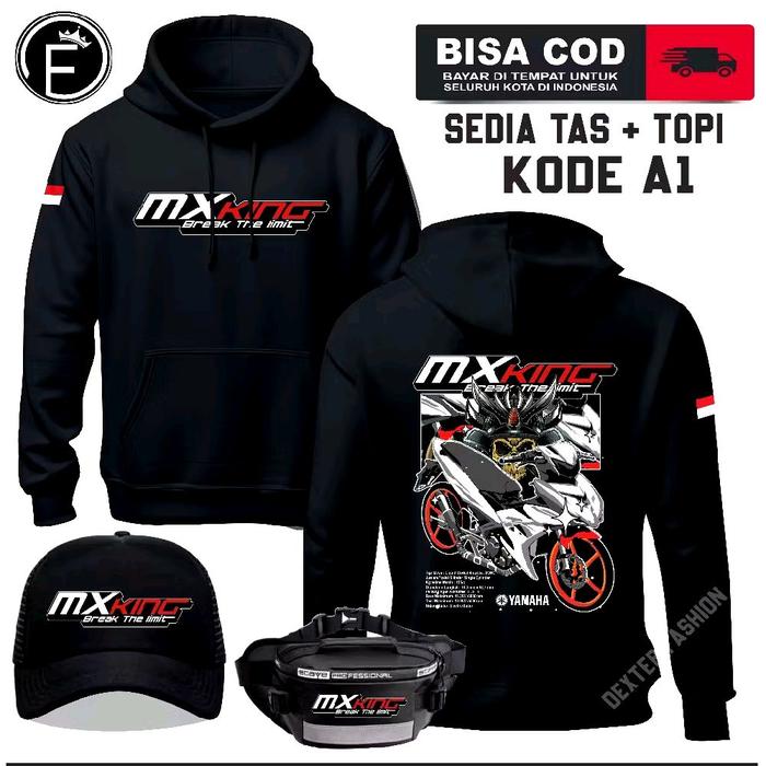 SWEATER MX KING GRATIS TOPI DAN TAS HOODIE MX KING TERBARU BAHAN BERKUALITAS TERBAIK ADEM