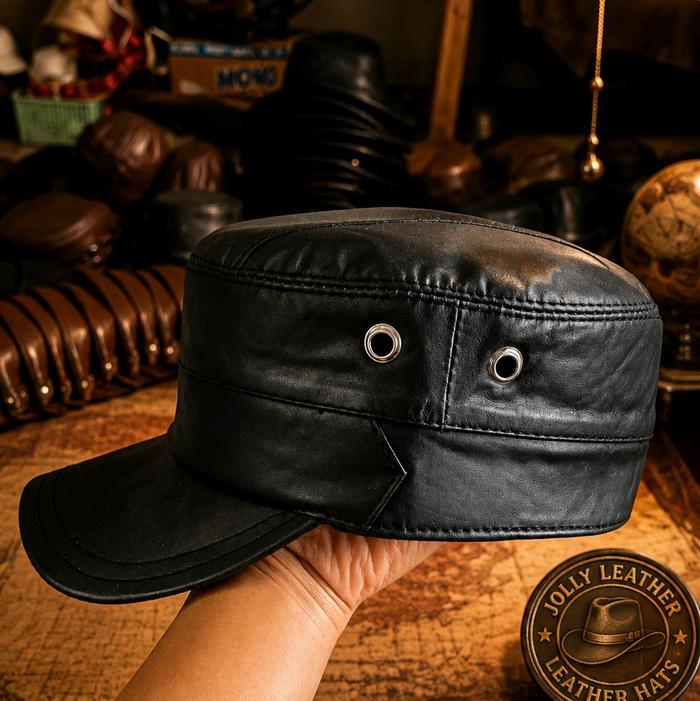 Jolly Leather Topi Kulit Asli Komando Ring Bulat untuk Pria Jolly099 Outdoor