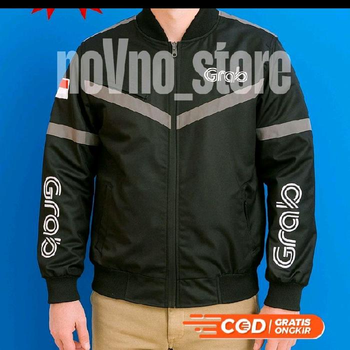 best seller//jaket bomber ojol//jaket ojol//jaket ojek online grab hitam Waterproof  Logo Bordir Mot