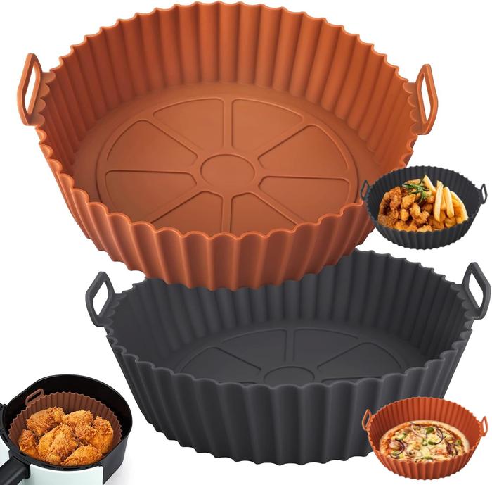 Airfryer Silicone Basket Reusable Baking Tray Silicone Mold for AirFryer Pizza Fried Chicken Basket 