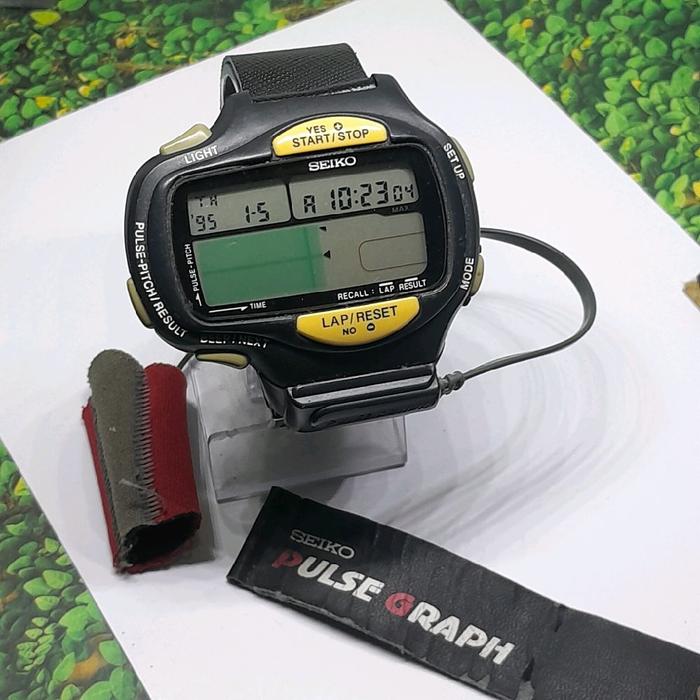 Jam tangan pria Vintage SEIKO Digital Watch PROA-4A10 PULSE GRAPH RUNNER