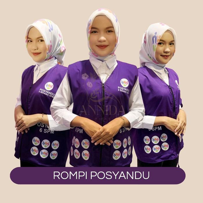ROMPI KADER POSYANDU 6 SPM bahan dril ILP rompi ungu posyandu sablon