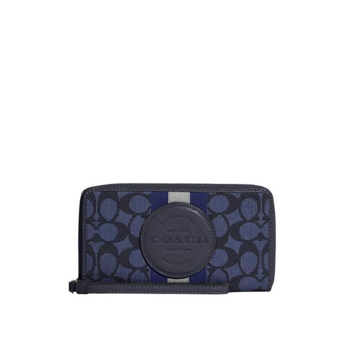 COACH Dempsey Large Phone Wallet In Signature Jacquard Midnight Navy