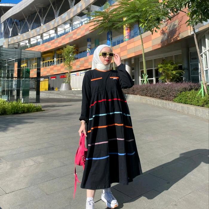 MIDI DRESS DM3 bahan combed premium lebaran terbaru 2024 kekinian long tunik DM3 cloth oversize leba