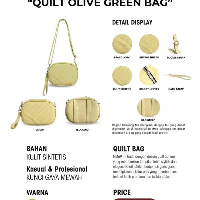 Nenek Moyang69 Tas Quilt Warna Hijau Olive oleh Nenek Moyang69