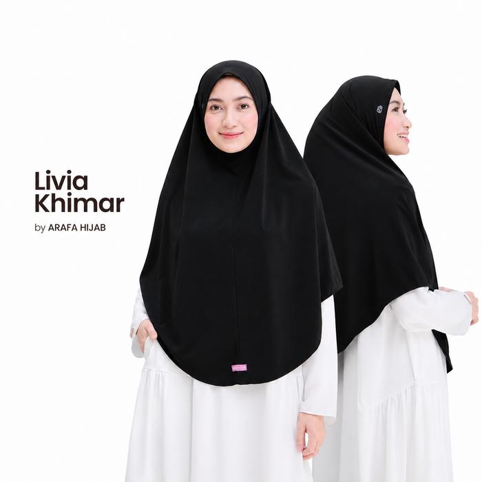 Arafa Hijab - Khimar Livia | Bergo Instan Jersey Premium Kerudung Syari Lebaran Jilbab Non Pet Terba