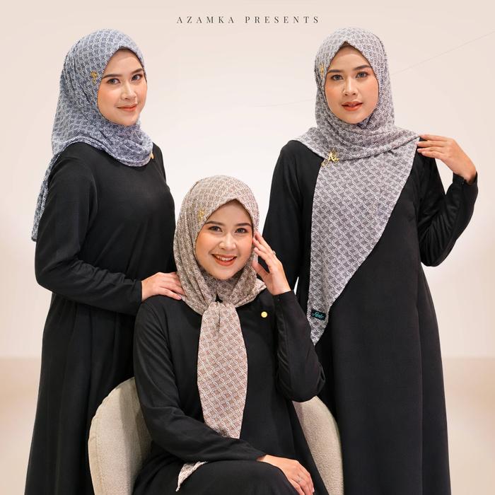 AZAMKA - Hijab Fauzia - Pashmina Instan Motif Corak Premium - Jilbab Instan Non Pad Lembut Nyaman