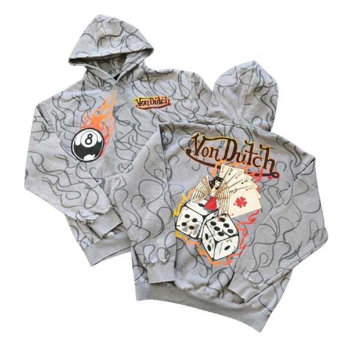 Von Dutch Fullprint hoodie original nt deus ex machina ratfink unionwell rawtype riot mooneyes
