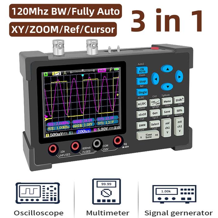 DSO3D12 osiloskop Digital Desktop 3.2 inci, osiloskop 3 dalam 1