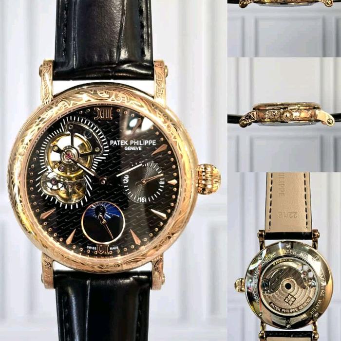 Patek Philippe Tatto Moophase Automatic Movement Black Rose Dial Super Quality