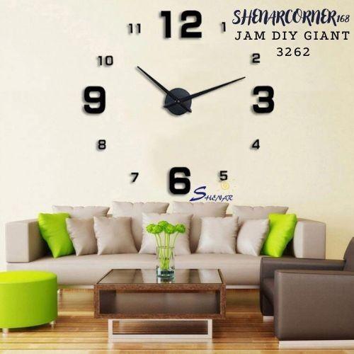 Jam Dinding Diy Besar Angka Huruf 3D Tempel Tembok Giant Wall Clock
