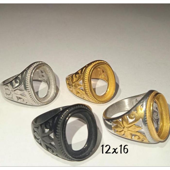 RING TITANIUM emban ikat batu akik model tanam