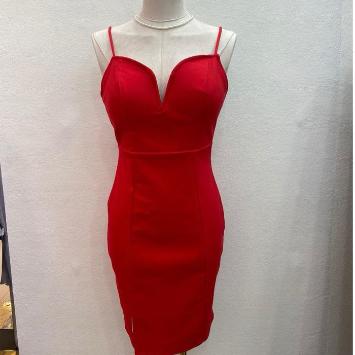 DRESS MIDI VB V DEPAN WANITA FASHION IMPORT BANGKOK BKK