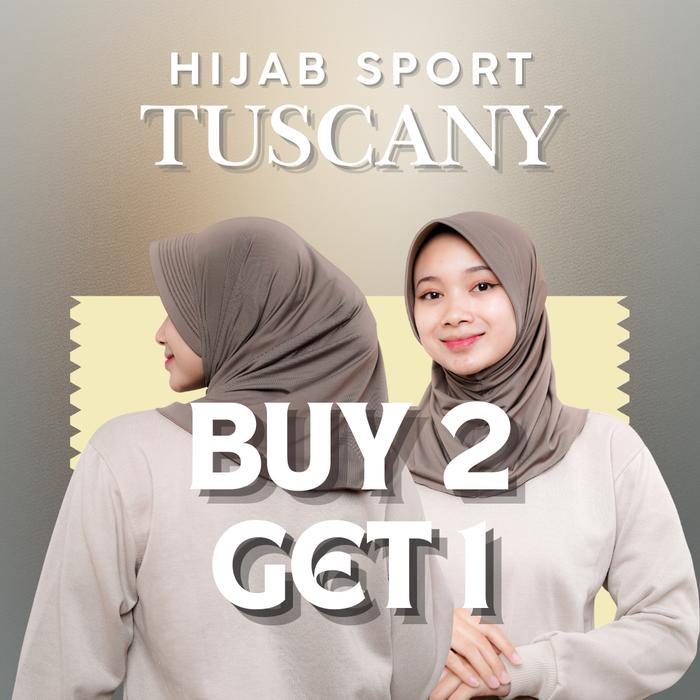 Delucany Hijab Sport Bergo Instan Jersey Pendek Muslimah Tuscany Modern Elegan Bahan Spandex Elastis