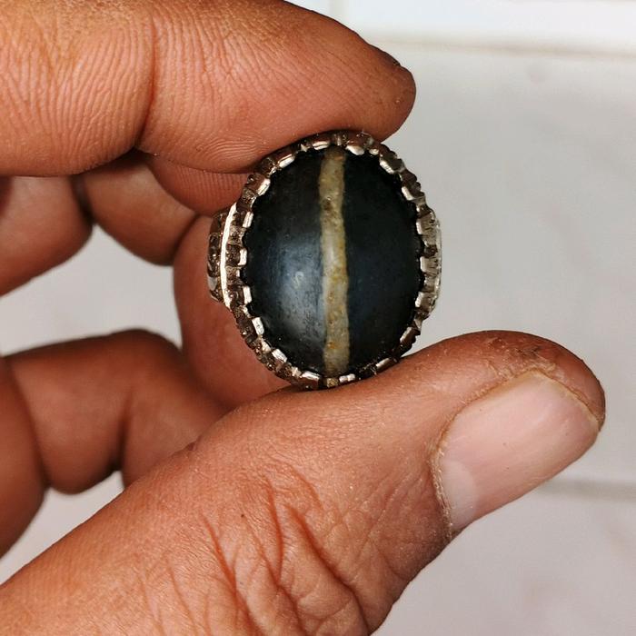 cincin batu akik pamor kilat petir badar besi.batu sumatra.