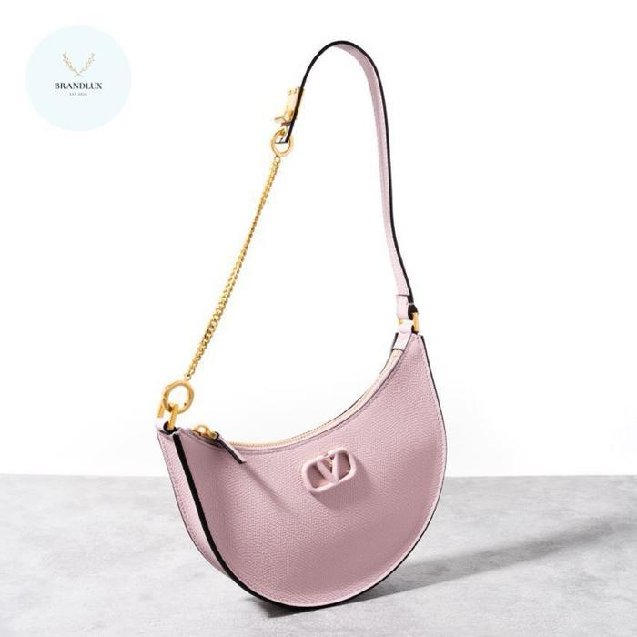 VALENTINO MINI VLOGO HOBO BAG GRAINED LEATHER