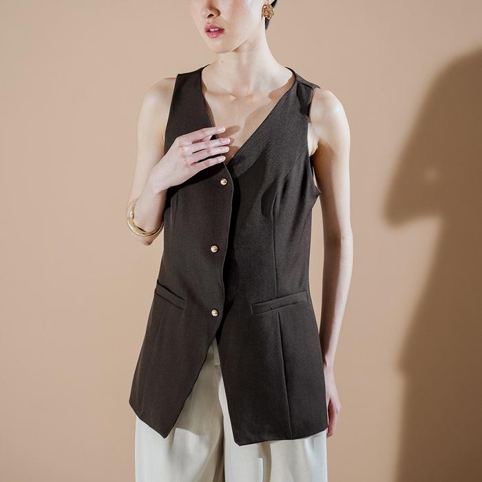 This Is April Laurence Vest Outerwear Wanita Model Klasik Gaya Urban Chic Stylish Daily Wear Modis D