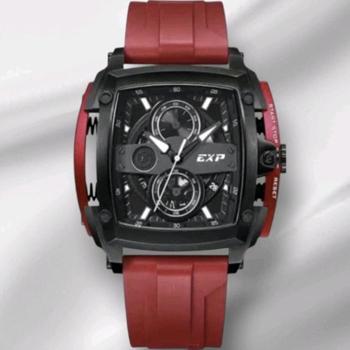 Expedition 3008 chrono tali rubber merah jam tangan cowok original