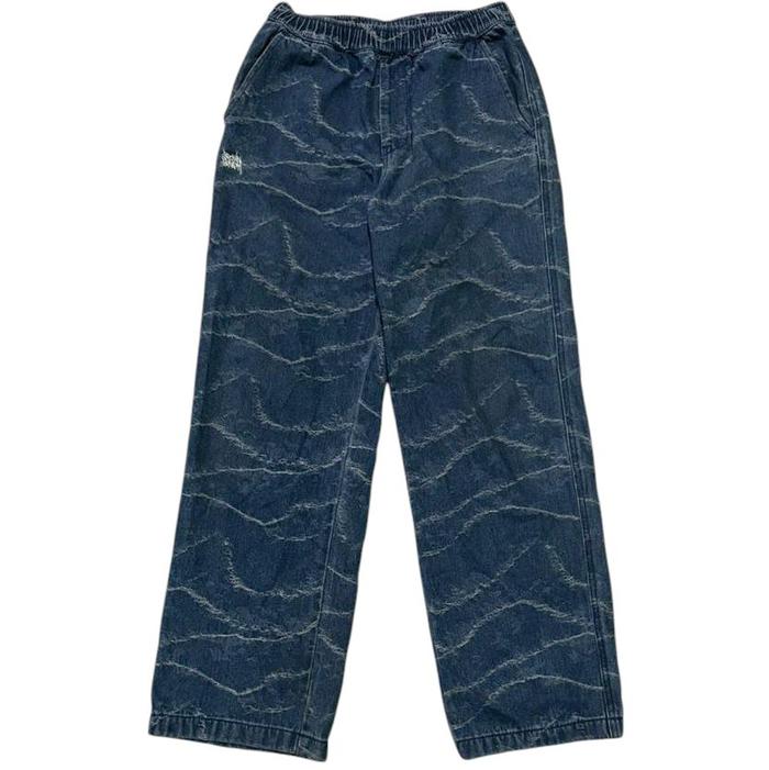 Y2k brown breath longpants full embroidery Panjang Pria Jeans