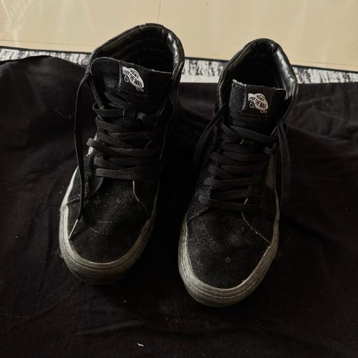 Vans Sk8 High Fullblack Sepatu Sneakers Pria Wanita Hitam Tinggi Nyaman