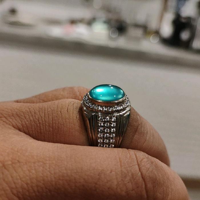 Bacan Majiko Tanah Hitam Blue Relaxa Ring Perak