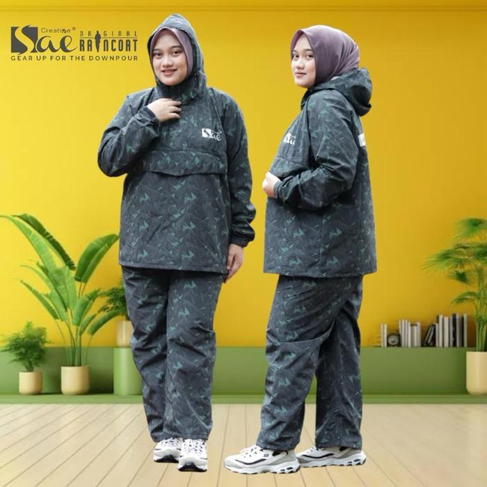 Jas Hujan Kangguru Sae/Jas Hujan Corak Pria Wanita Dewasa,Bahan Taslan Balon Import Waterproof Pvc O
