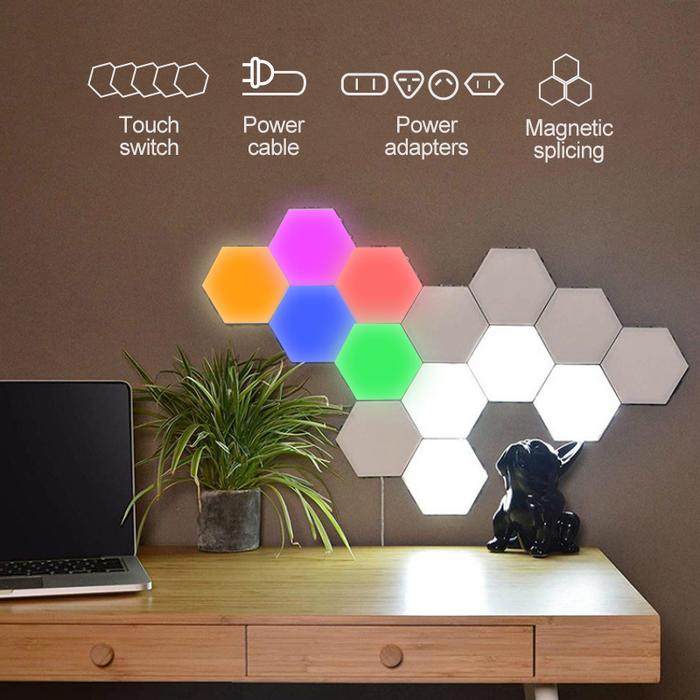 LED Hexagonal Wall Lamp Quantum Light Touch Sensor Night Light DIY