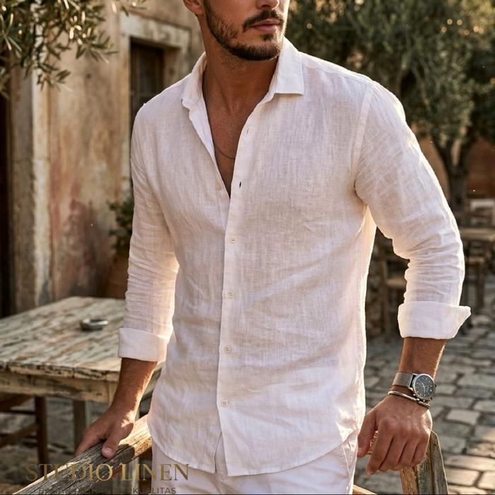 STUDIO LINEN Baju Linen Pria Atasan Linen Pria Dewasa Baju katun Linen Casual Cowok