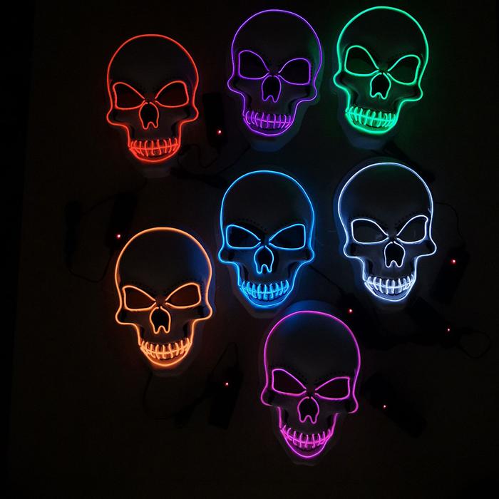 2022 halloween PVC skull mask led mask halloween luminous mask EL